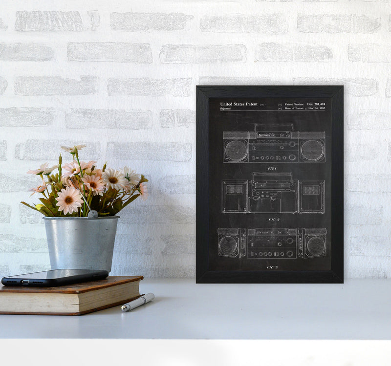 Boombox Patent Art Print by Jason Stanley A4 White Frame