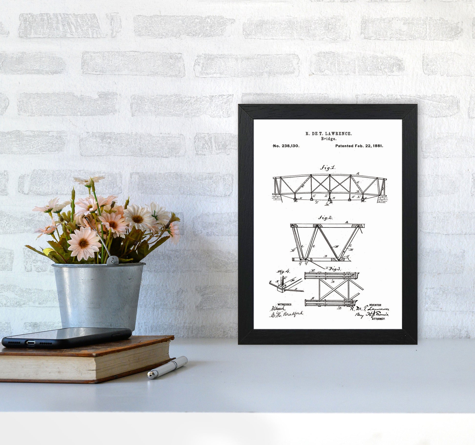 Bridge Patent Art Print by Jason Stanley A4 White Frame