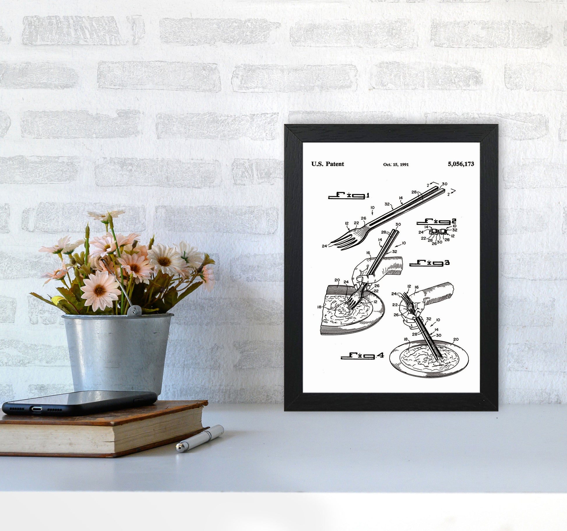 Fork Patent Art Print by Jason Stanley A4 White Frame