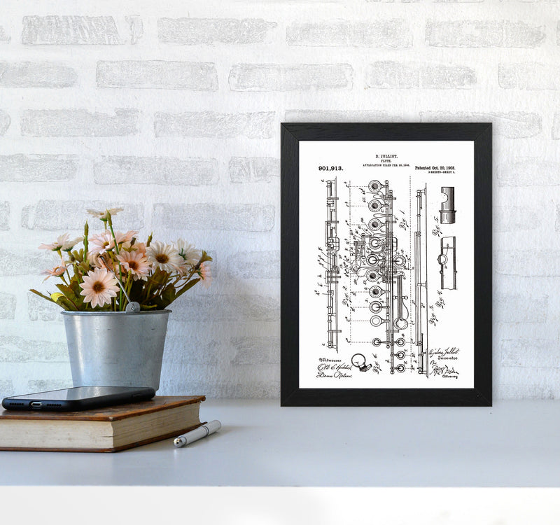 Flute Patent Art Print by Jason Stanley A4 White Frame