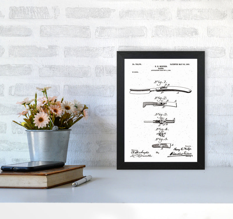 Razor Patent Art Print by Jason Stanley A4 White Frame