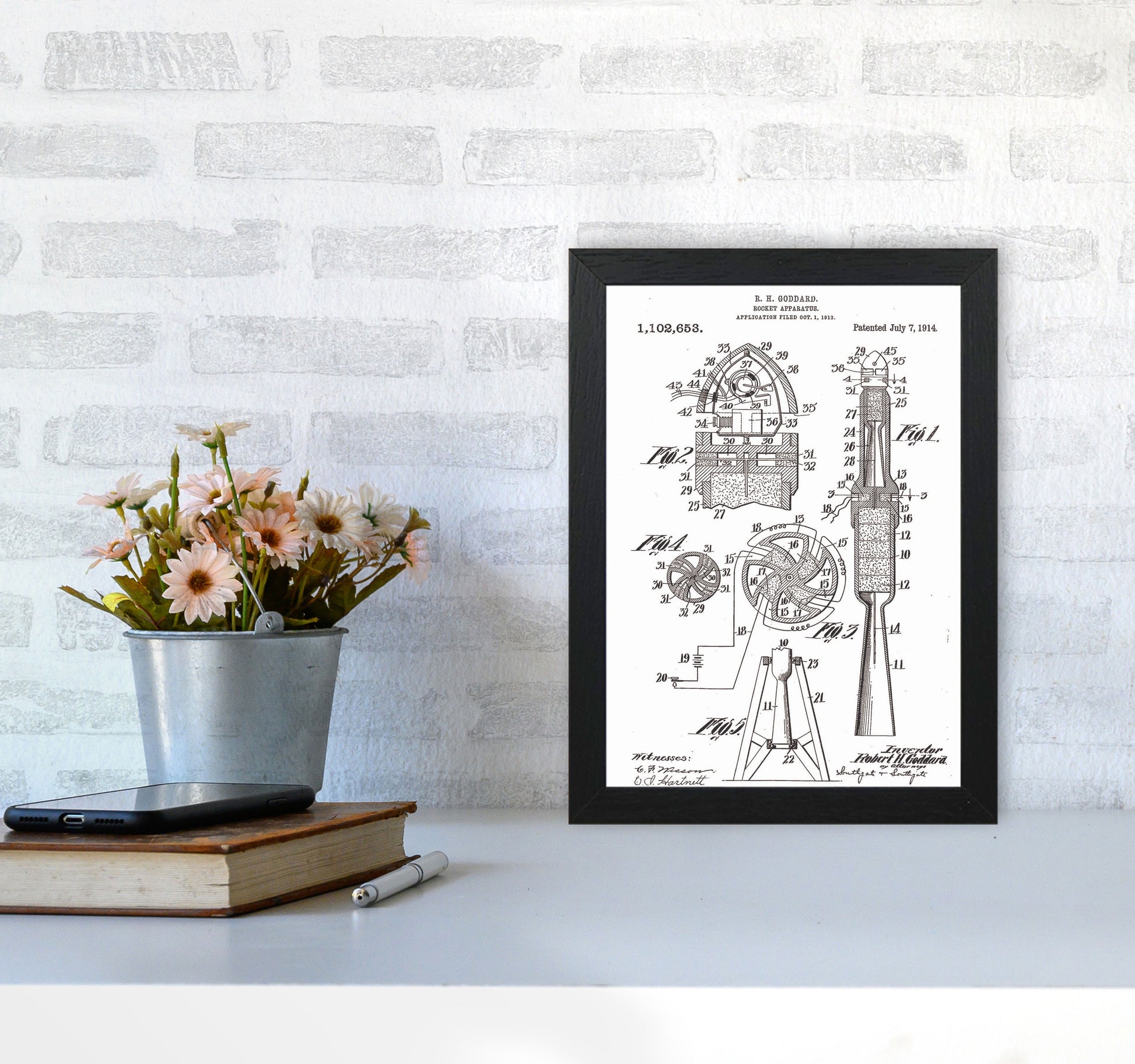 Rocket Patent Art Print by Jason Stanley A4 White Frame