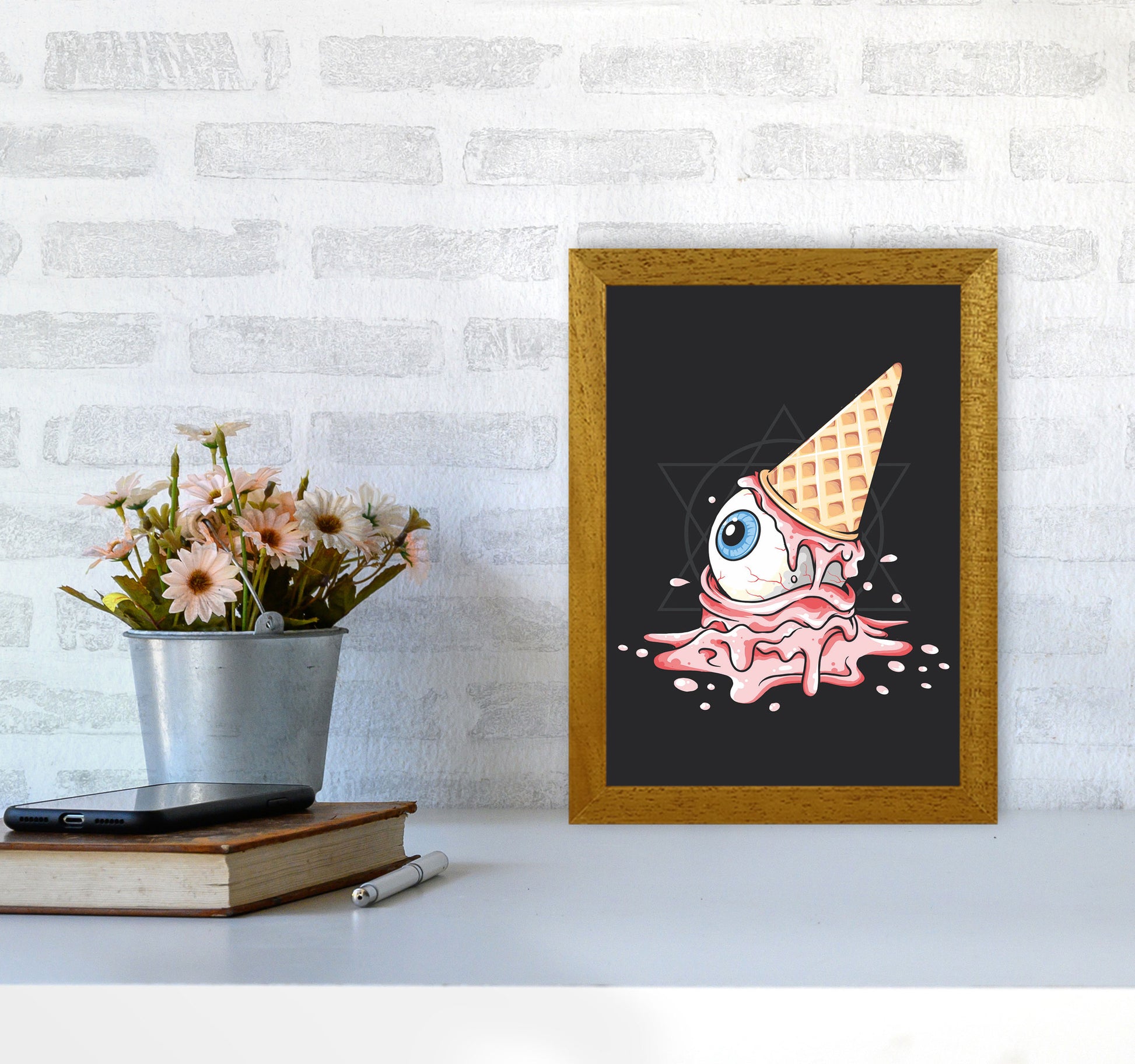 Strawberry Eyeball Icecream Art Print by Jason Stanley A4 Print Only