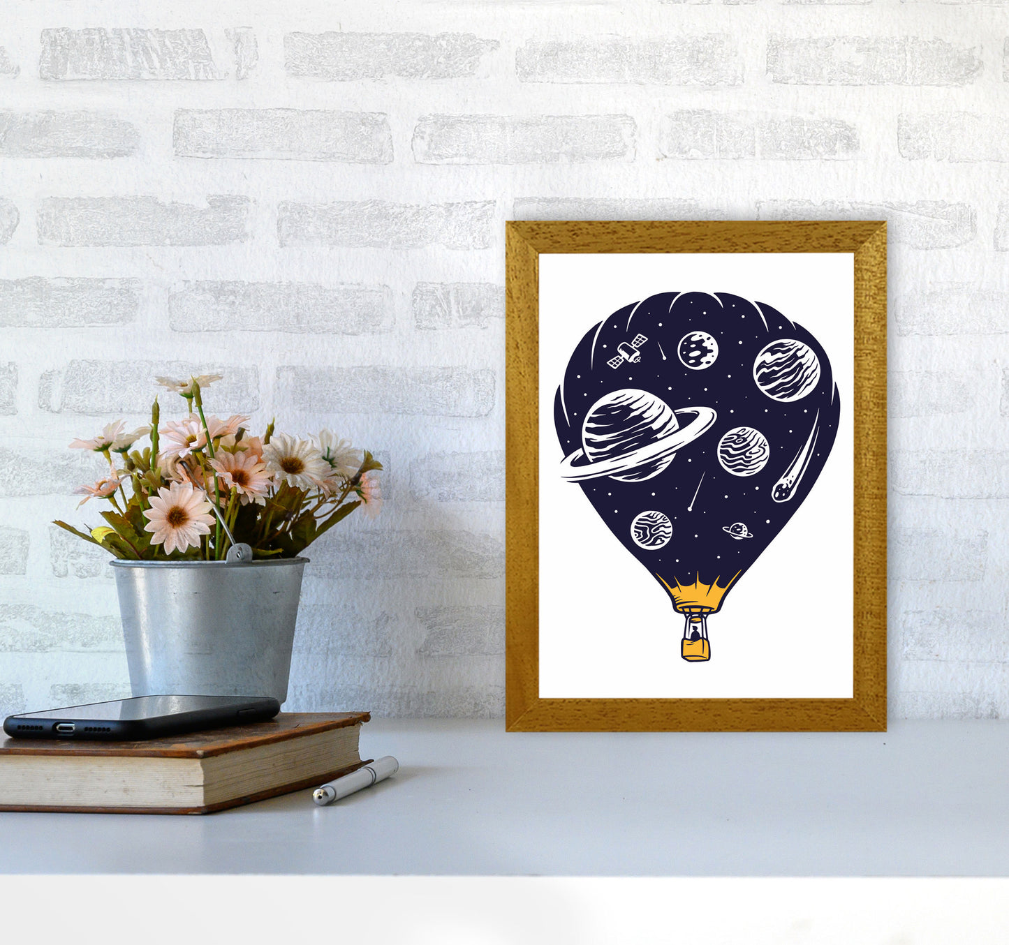 Hot Air Baloon Universe Art Print by Jason Stanley A4 Print Only
