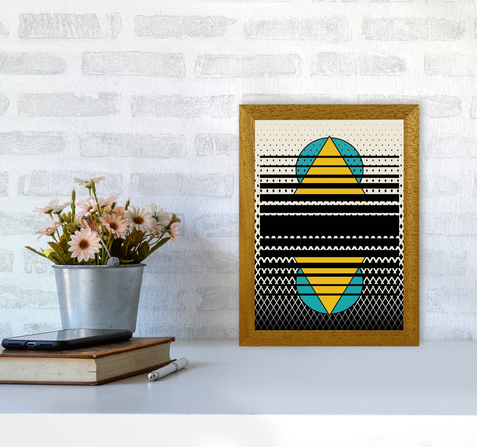 Geometric Suns Pattern Art Print by Jason Stanley A4 Print Only