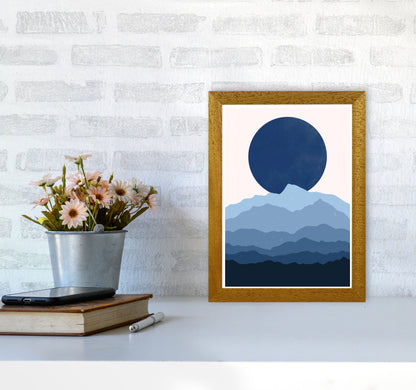 Blue Abstract Moonrise Art Print by Jason Stanley A4 Print Only