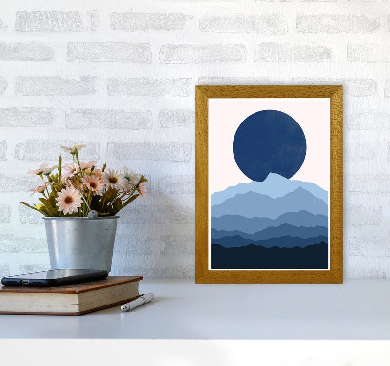 Blue Abstract Moonrise Art Print by Jason Stanley A4 Print Only