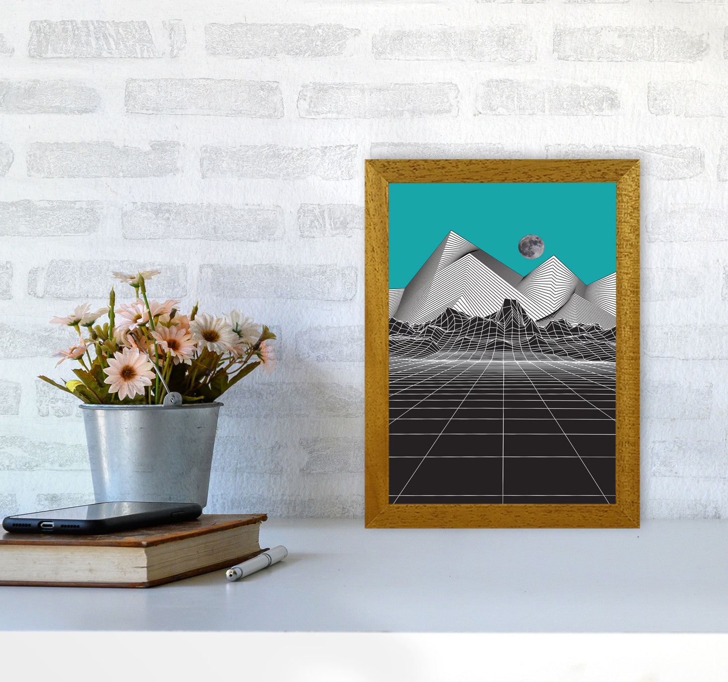 Moon Rise Blue Art Print by Jason Stanley A4 Print Only