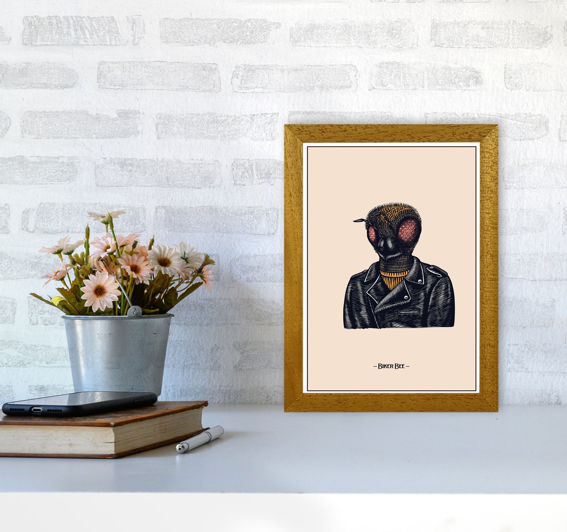 Biker Bee Art Print by Jason Stanley A4 Print Only
