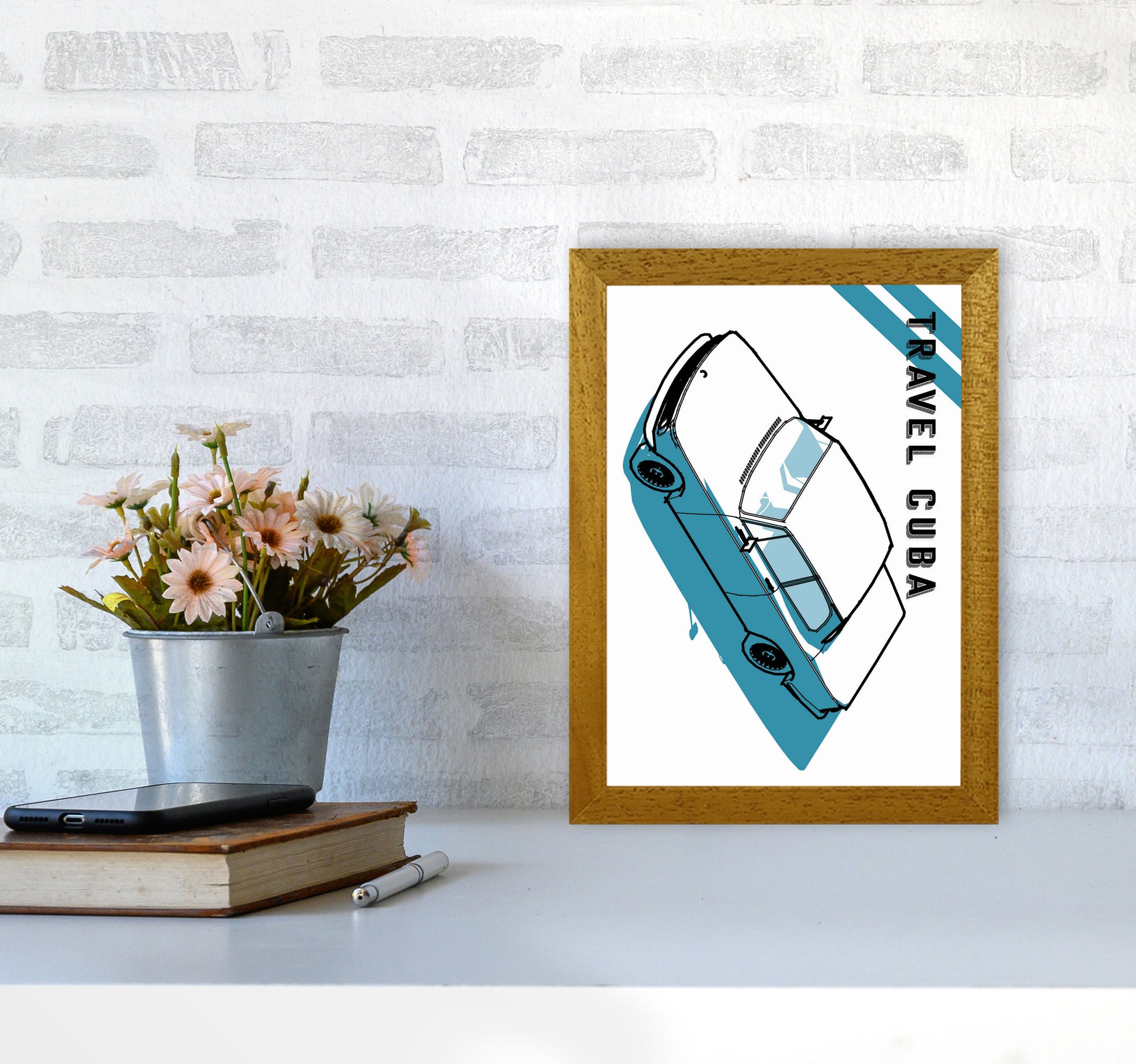 Travel Cuba Blue Art Print by Jason Stanley A4 Print Only
