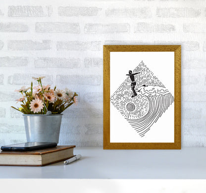 Surfer Line Drawing Art Print by Jason Stanley A4 Print Only