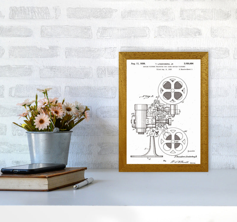 Motion Picture Projector Patent Art Print by Jason Stanley A4 Print Only