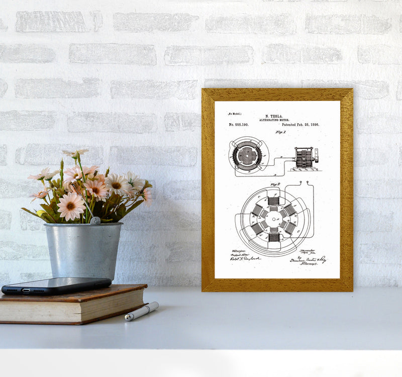 Tesla Alternating Motor Patent Art Print by Jason Stanley A4 Print Only