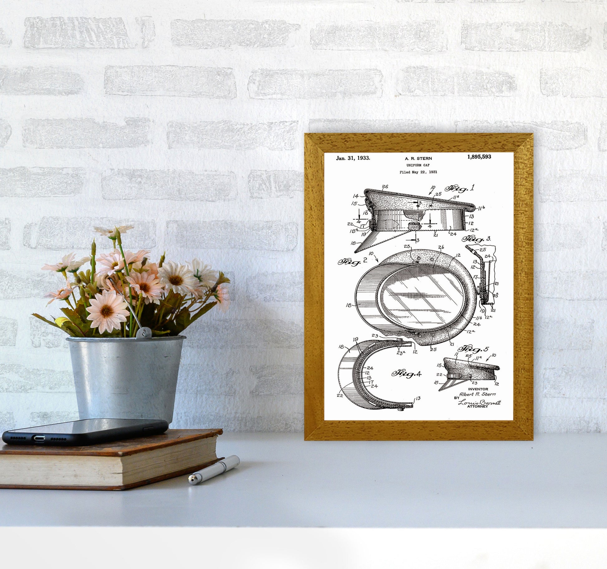 Police Man Hat Patent Art Print by Jason Stanley A4 Print Only