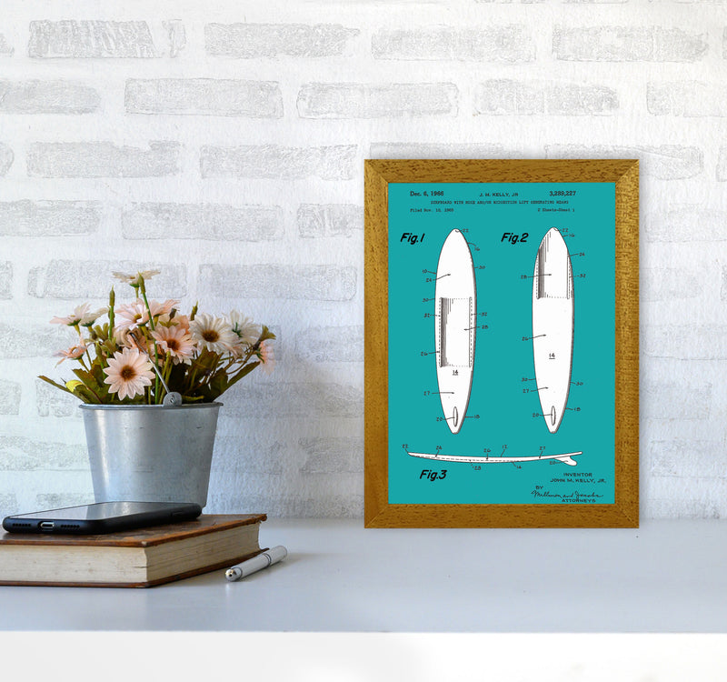 Surfboard Patent Blue Art Print by Jason Stanley A4 Print Only