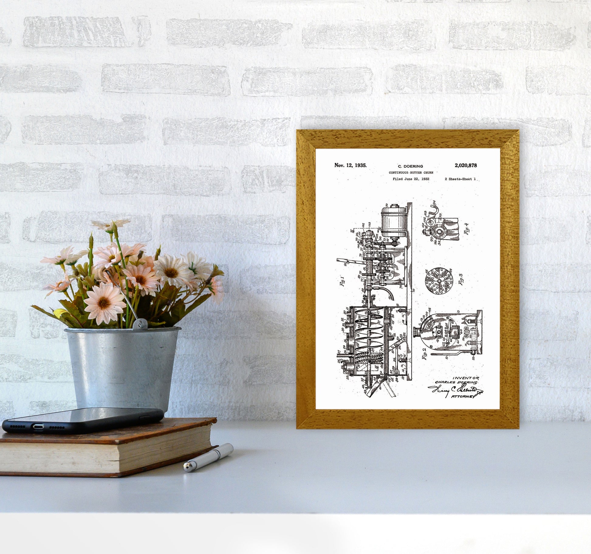 Butter Churn Patent Art Print by Jason Stanley A4 Print Only