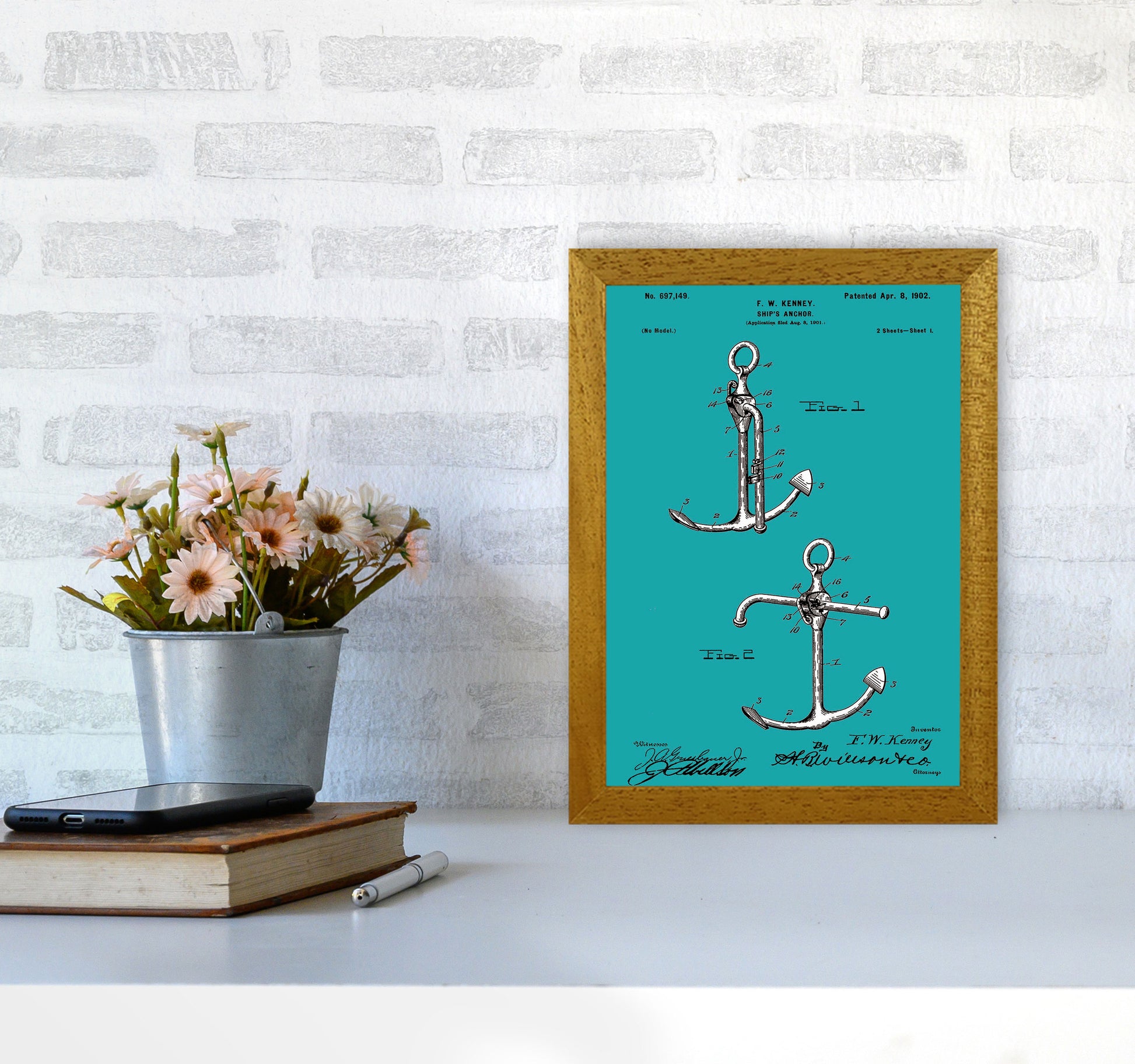 Anchor Patent Blue Art Print by Jason Stanley A4 Print Only