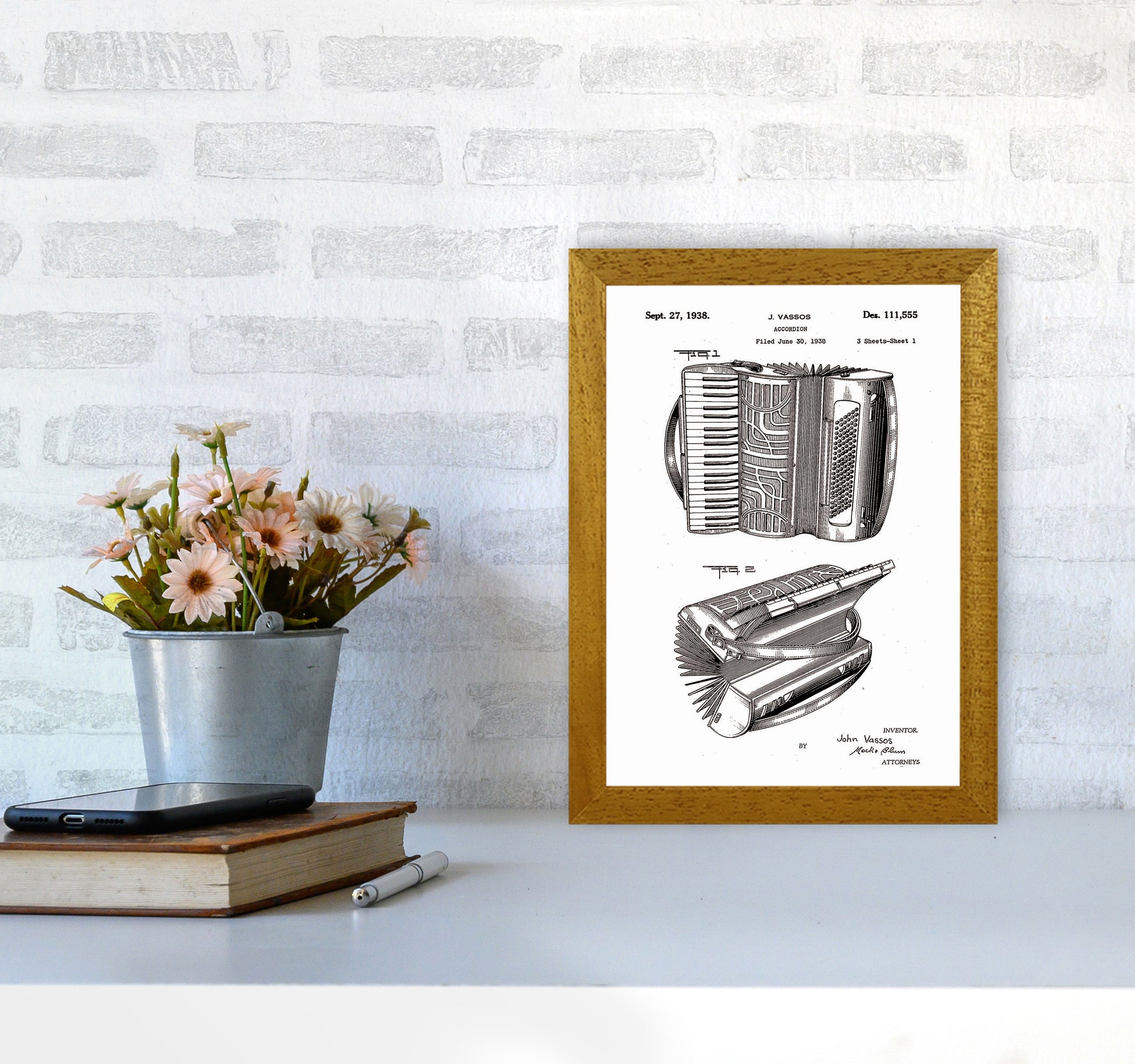 Accordian Patent Art Print by Jason Stanley A4 Print Only