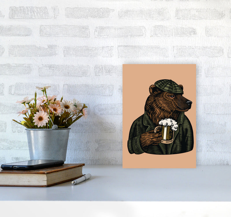 Frosty The Bear With A Frosty Beer Art Print by Jason Stanley A4 Black Frame