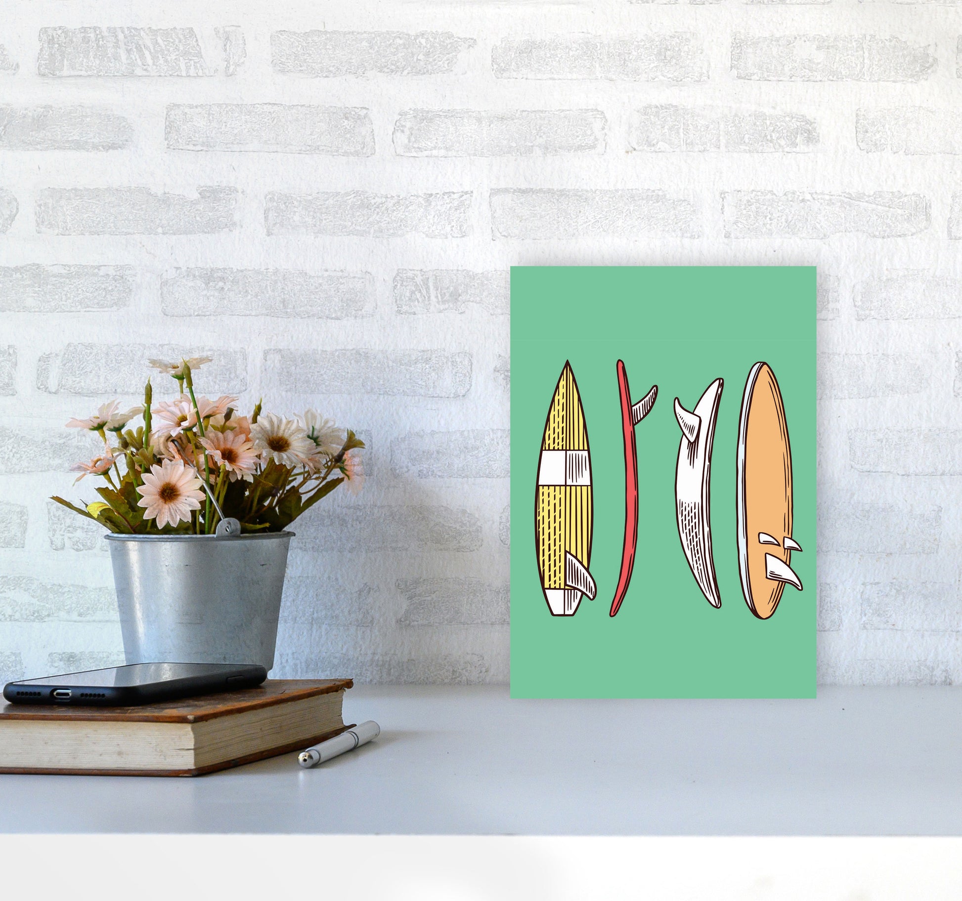 Vintage Surfboard Collection Art Print by Jason Stanley A4 Black Frame