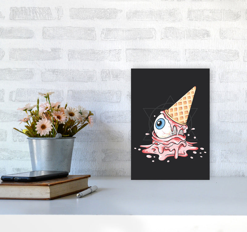 Strawberry Eyeball Icecream Art Print by Jason Stanley A4 Black Frame