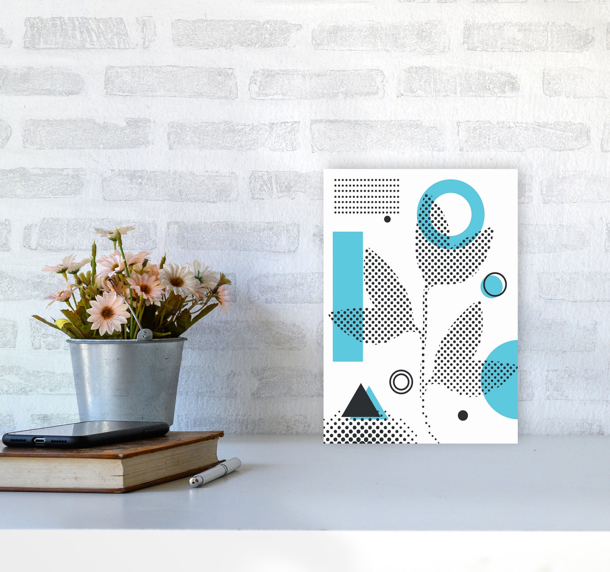 Abstract Halftone Shapes 3 Art Print by Jason Stanley A4 Black Frame