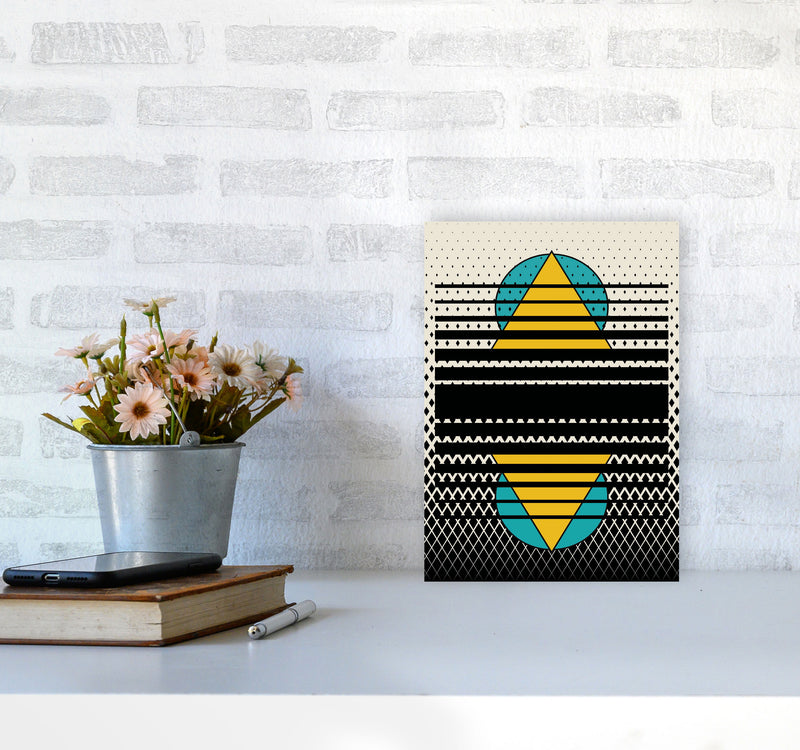 Geometric Suns Pattern Art Print by Jason Stanley A4 Black Frame