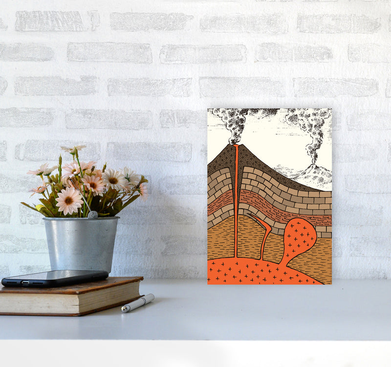 Volcano Cross Section Art Print by Jason Stanley A4 Black Frame