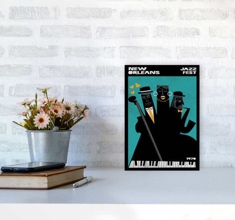 New Orleans Jazz Fest Art Print by Jason Stanley A4 Black Frame