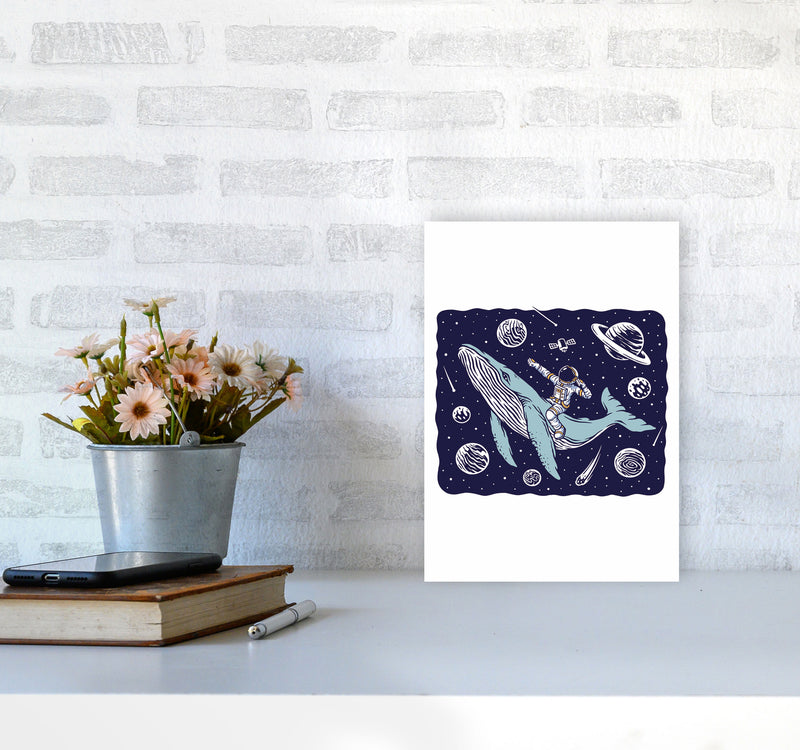 Galactic Whale Rider Art Print by Jason Stanley A4 Black Frame