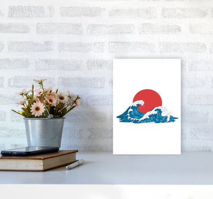 Japenses Wave Sunset Art Print by Jason Stanley A4 Black Frame