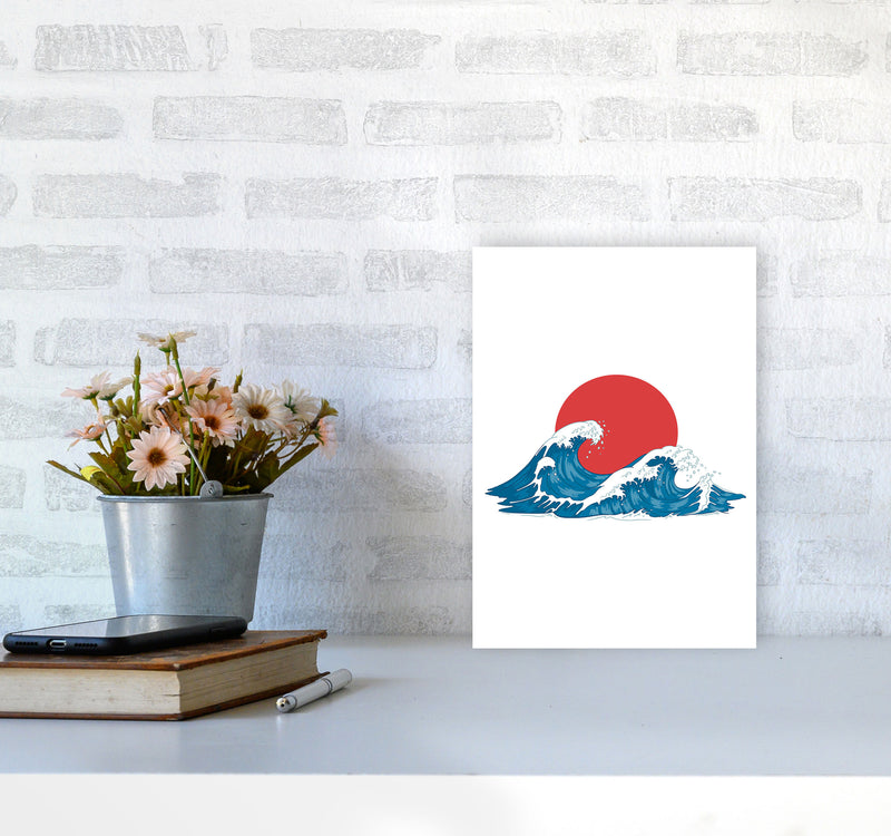Japenses Wave Sunset Art Print by Jason Stanley A4 Black Frame
