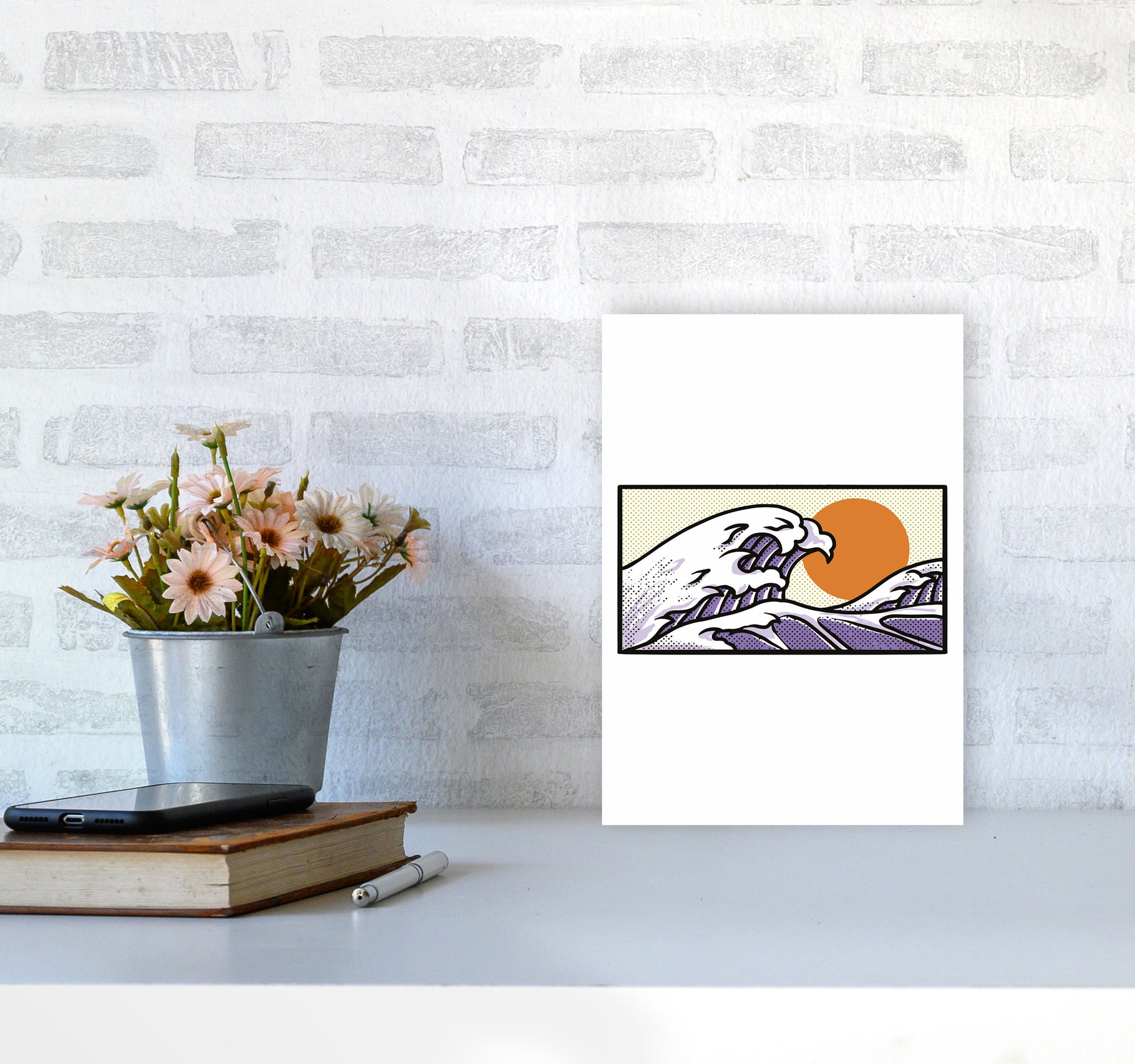 Japanese Wave Vibes Art Print by Jason Stanley A4 Black Frame