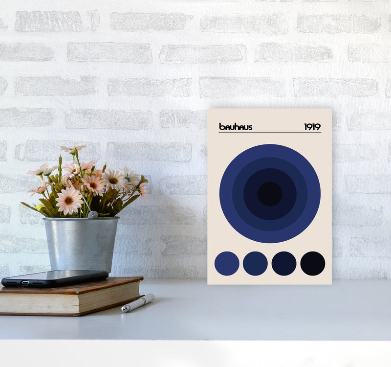Bauhaus Blue Circle Art Print by Jason Stanley A4 Black Frame
