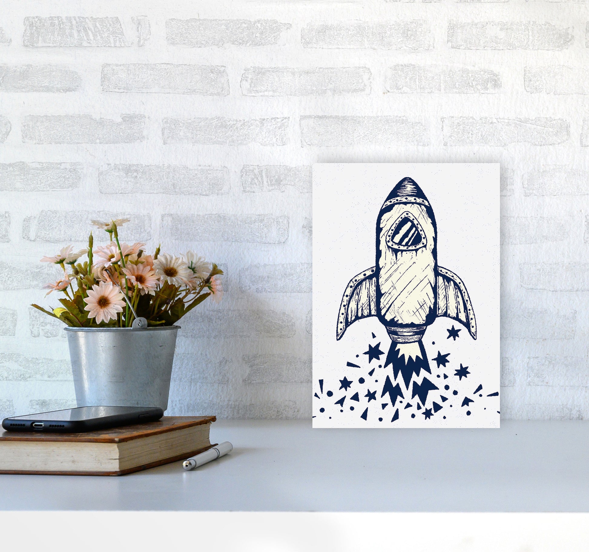 5-4-3-2-1-Blastoff Art Print by Jason Stanley A4 Black Frame