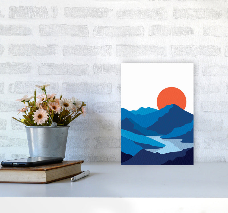 Japanese Mountain Art Print by Jason Stanley A4 Black Frame