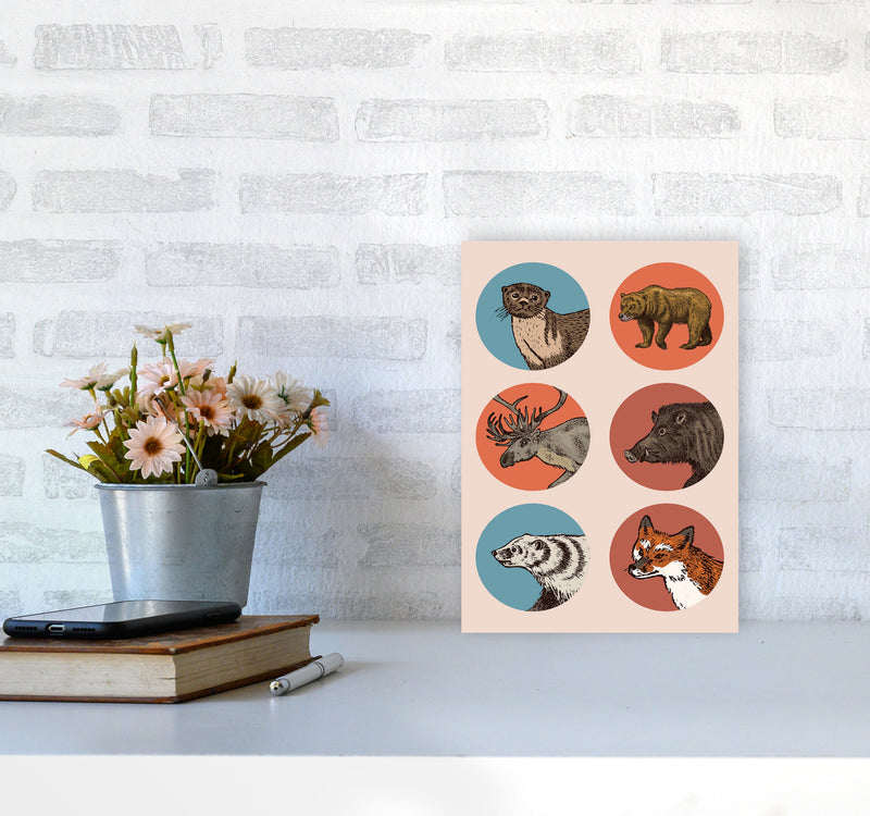 Animal Circles II Art Print by Jason Stanley A4 Black Frame