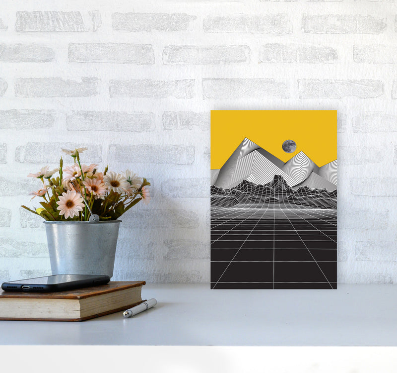 Moon Rise Yellow Art Print by Jason Stanley A4 Black Frame