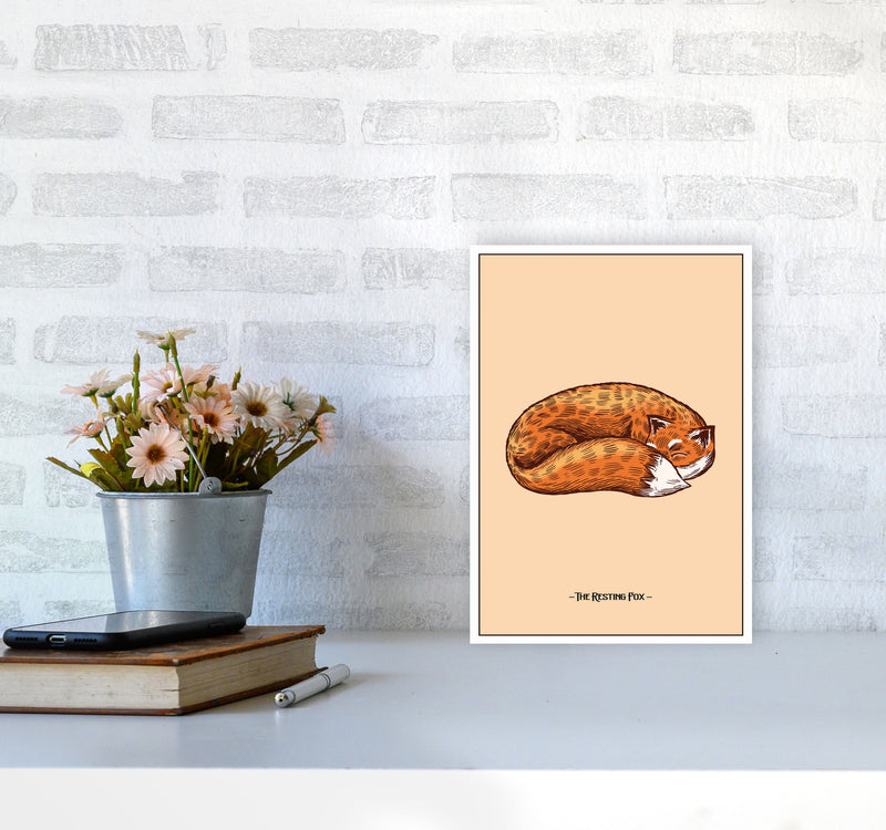 The Resting Fox Art Print by Jason Stanley A4 Black Frame