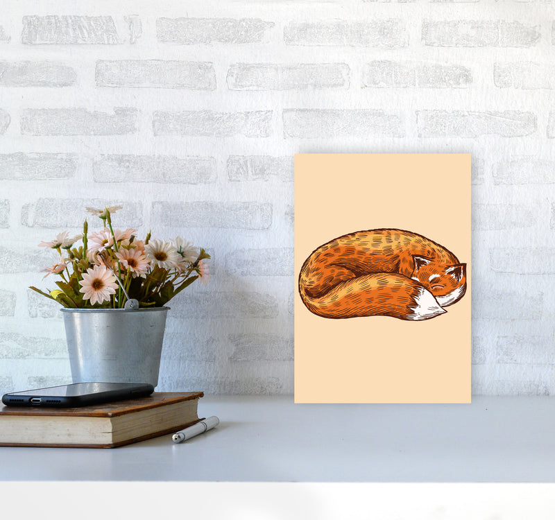 The Sleeping Fox Art Print by Jason Stanley A4 Black Frame