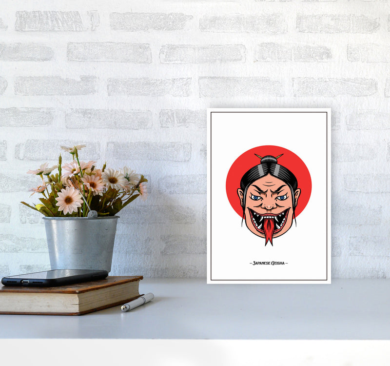 Japanese Geisha Art Print by Jason Stanley A4 Black Frame