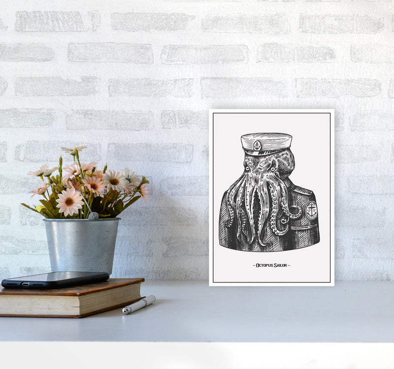 Octopus Sailor Art Print by Jason Stanley A4 Black Frame