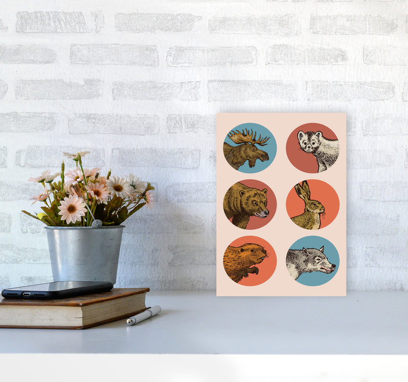 Animal Circles Art Print by Jason Stanley A4 Black Frame