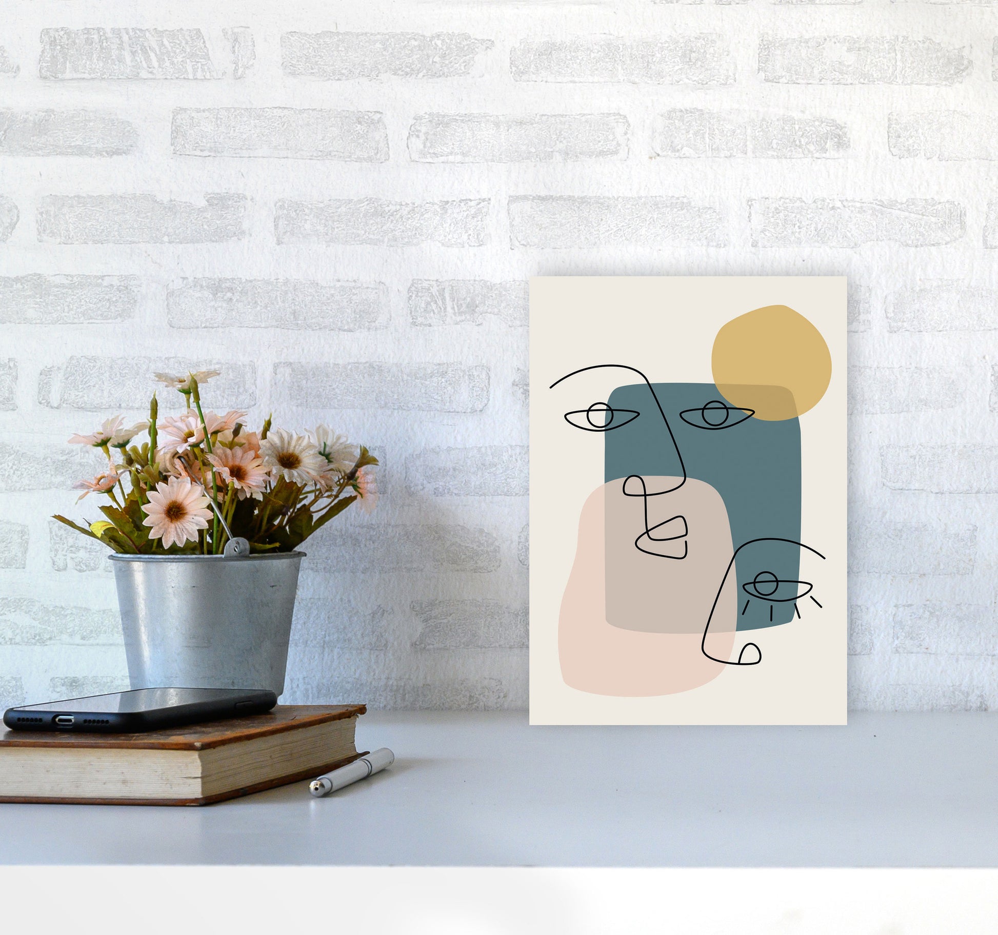 Abstract Faces Art Print by Jason Stanley A4 Black Frame