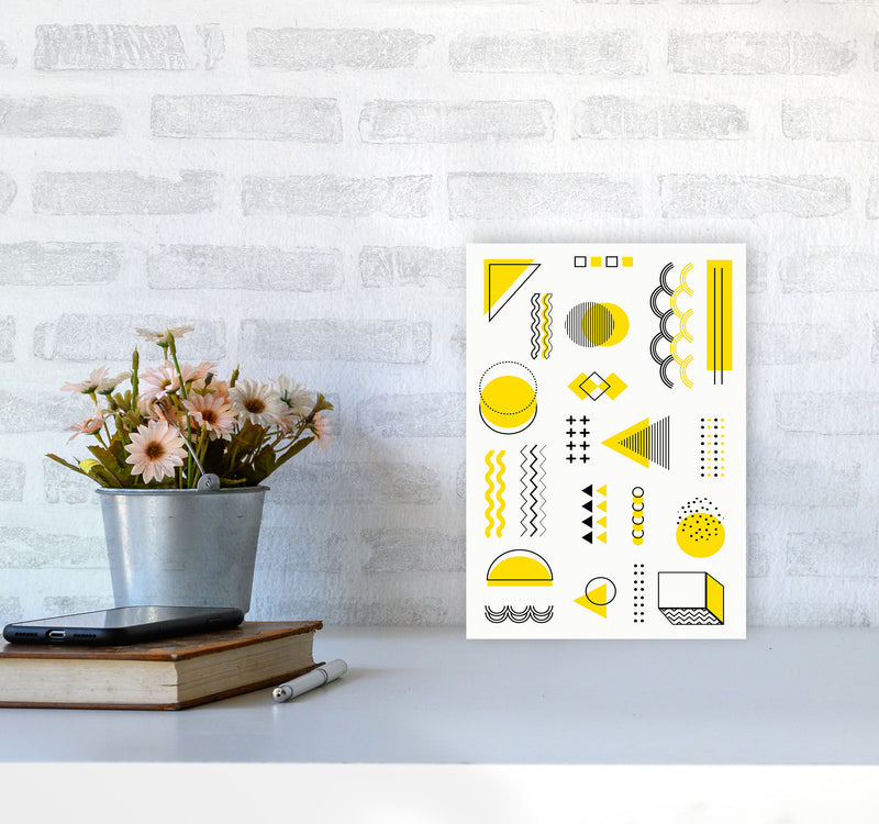 Yellow Shapes Art Print by Jason Stanley A4 Black Frame