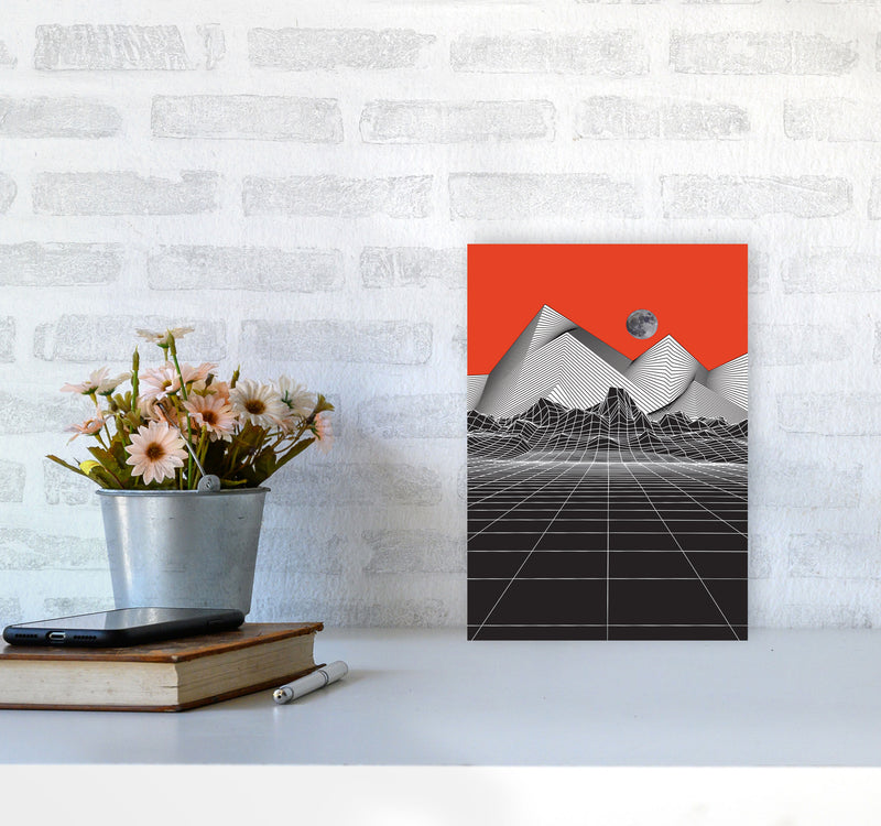 Moon Rise Red Art Print by Jason Stanley A4 Black Frame