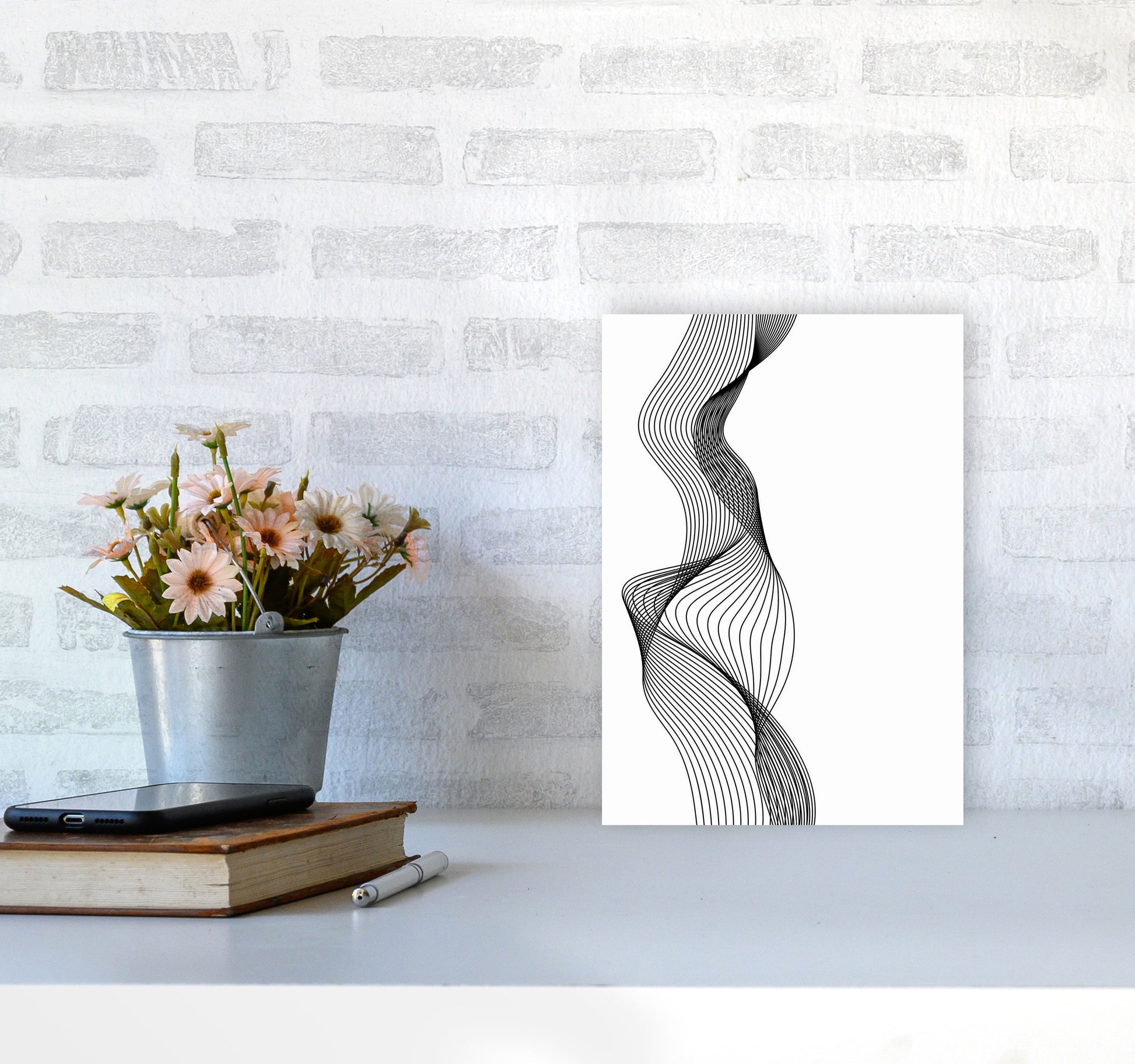Line Wobbles Art Print by Jason Stanley A4 Black Frame