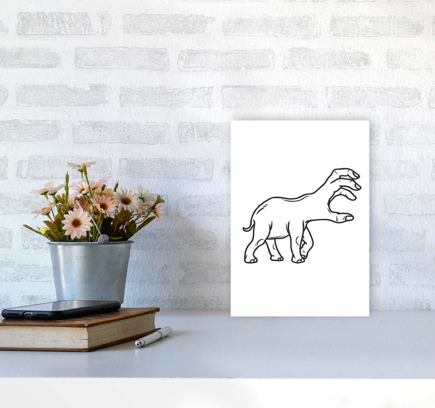 Hand-Head Art Print by Jason Stanley A4 Black Frame