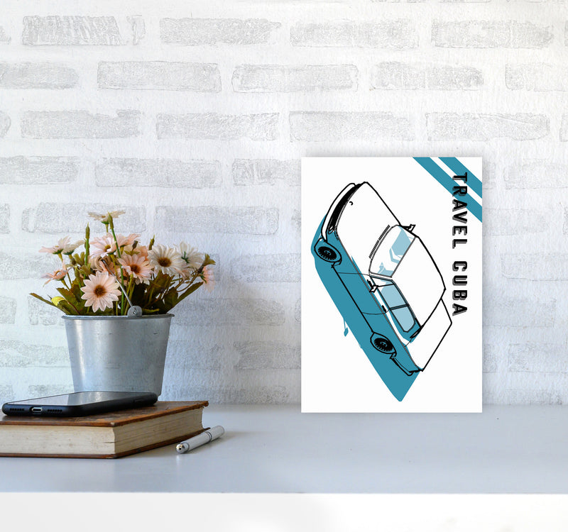 Travel Cuba Blue Art Print by Jason Stanley A4 Black Frame