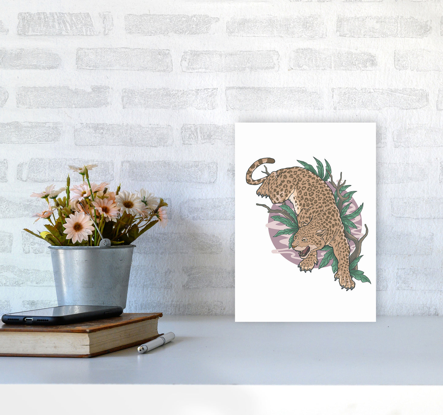 Wild Leopard Art Print by Jason Stanley A4 Black Frame